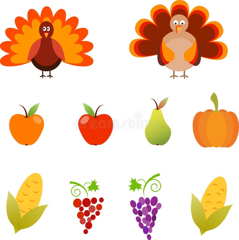 Dankzeggingsillustraties, Turkije, Druif, Graan, Apple-Illustraties vector illustratie Dankzeggingsillustraties, Turkije, Druif, Graan, Apple-Illustraties vector illustratie