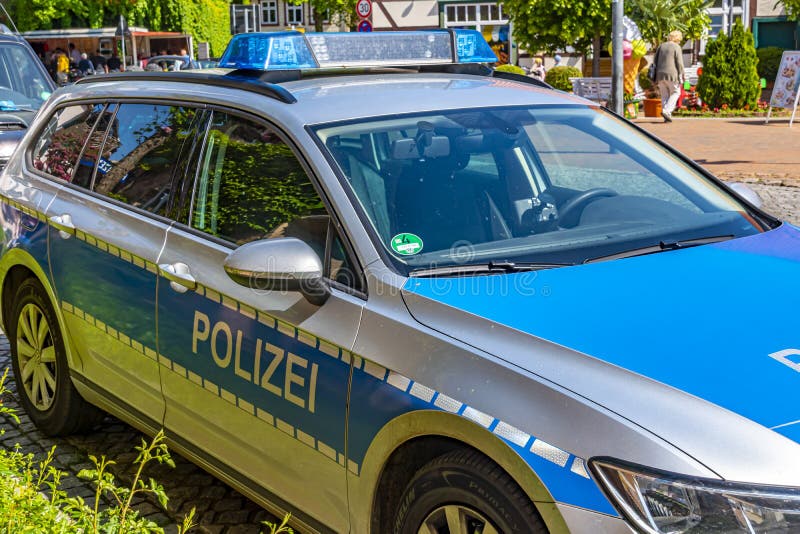 Two German Police Cars Parking in Front of the Police Station of a ...