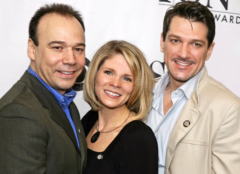 Actors and singers Danny Burstein, Kelli O`Hara, and Paulo Szot appear at the 62nd Annual Tony Awards Meet the Nominees Press Junket in New York City on May 14, 2008. The actors appeared in the musical revival, Rodgers and Hammerstein's South Pacific. Szot, a Brazilian singer and actor, won the Tony in 2008.