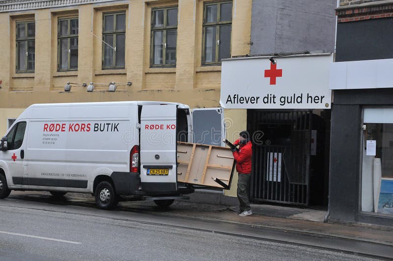 DANOSH RED CROSS HUGE SHOP in COPENHAGEN DENAMRK Editorial Photography - Image of danish, kors: