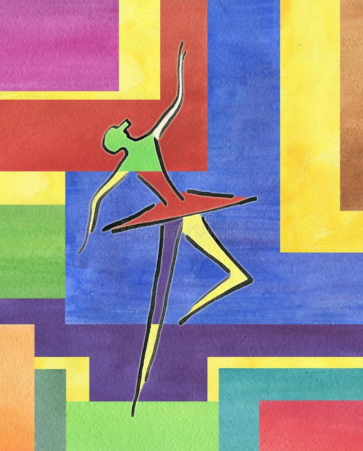 Dansballerina Färgpulverteckning, vattenfärgmålning stock illustrationer Dansballerina Färgpulverteckning, vattenfärgmålning stock illustrationer