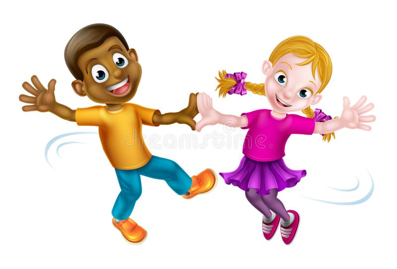 Danse de deux enfants illustration libre de droits Danse de deux enfants illustration libre de droits