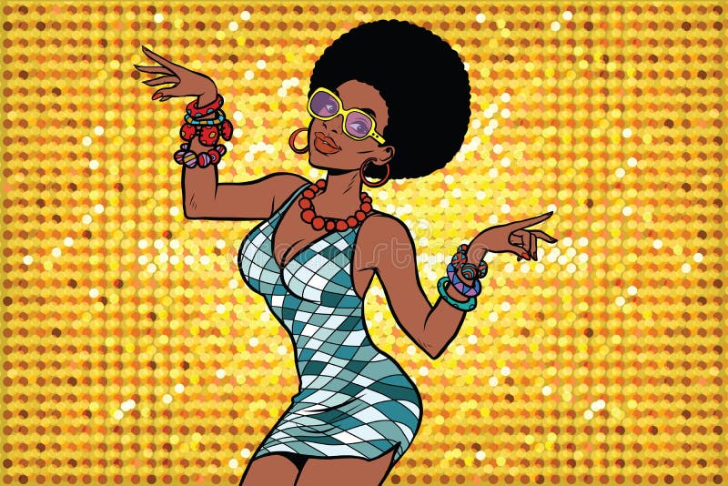 Danseur de disco de femme d'afro-américain illustration libre de droits Danseur de disco de femme d'afro-américain illustration libre de droits