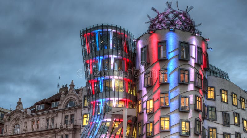 Danshuset i Prague arkivbild