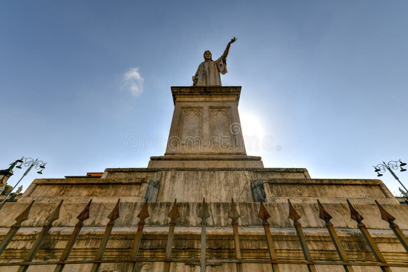 Statue of Dante Alighieri in Piazza Dante in Naples, Italy