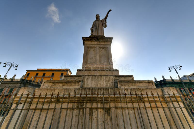 Statue of Dante Alighieri in Piazza Dante in Naples, Italy