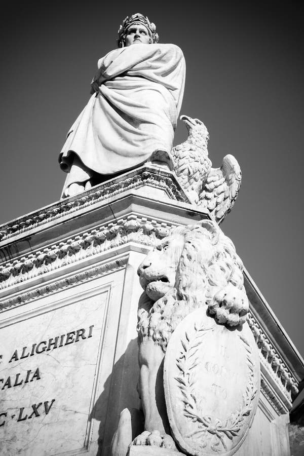 Dante Alighieri statue in Santa Croce square in Florence, Italy. Dante Alighieri statue in Santa Croce square in Florence, Italy