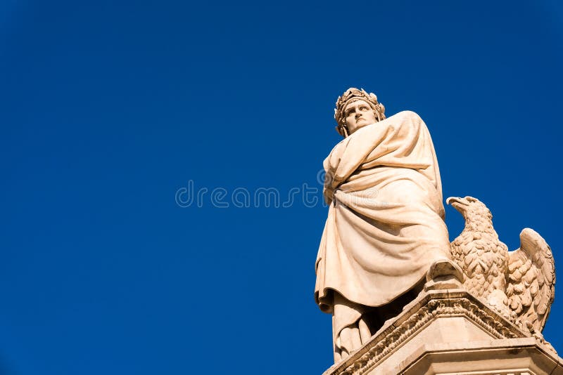 Dante Alighieri statue in Santa Croce square in Florence, Italy. Dante Alighieri statue in Santa Croce square in Florence, Italy