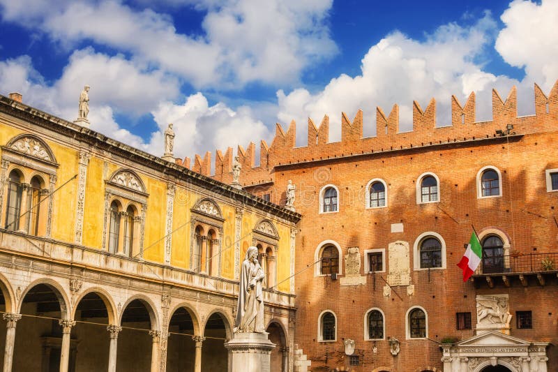 Dante Alighieri statue in Piazza dei Signori, Verona