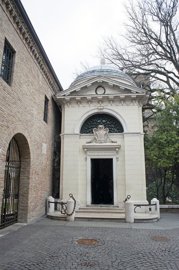 Alley with Dante Alighieris tomb building, Ravenna, Italy. Alley with Dante Alighieris tomb building, Ravenna, Italy
