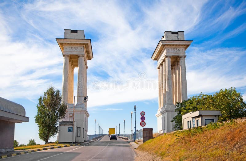 The Danube Bridge shared by Bulgaria and Romania.