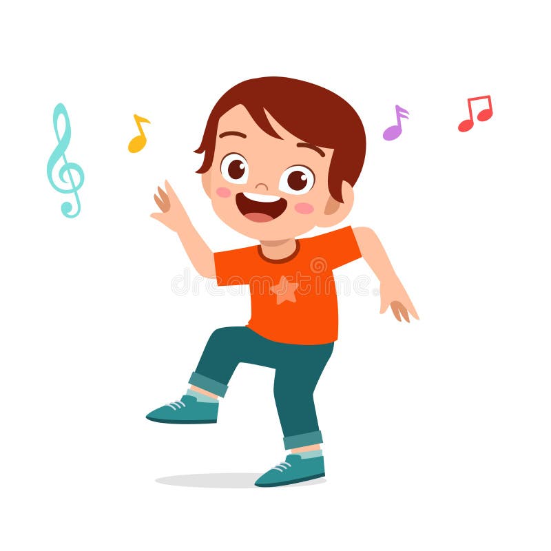 dança feliz de garoto bonitinho com música
