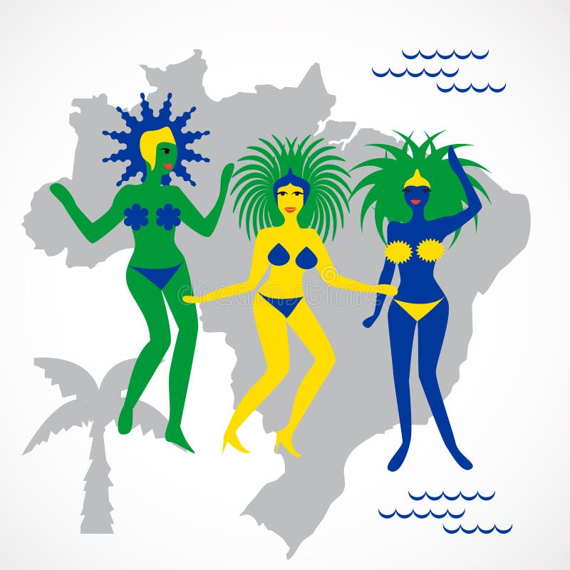 Dançarino das mulheres do carnaval de Brasil ilustração do vetor Dançarino das mulheres do carnaval de Brasil ilustração do vetor