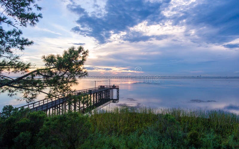 Daphne, Alabama Sunset on the Gulf Coast Stock Photo - Image of pier
