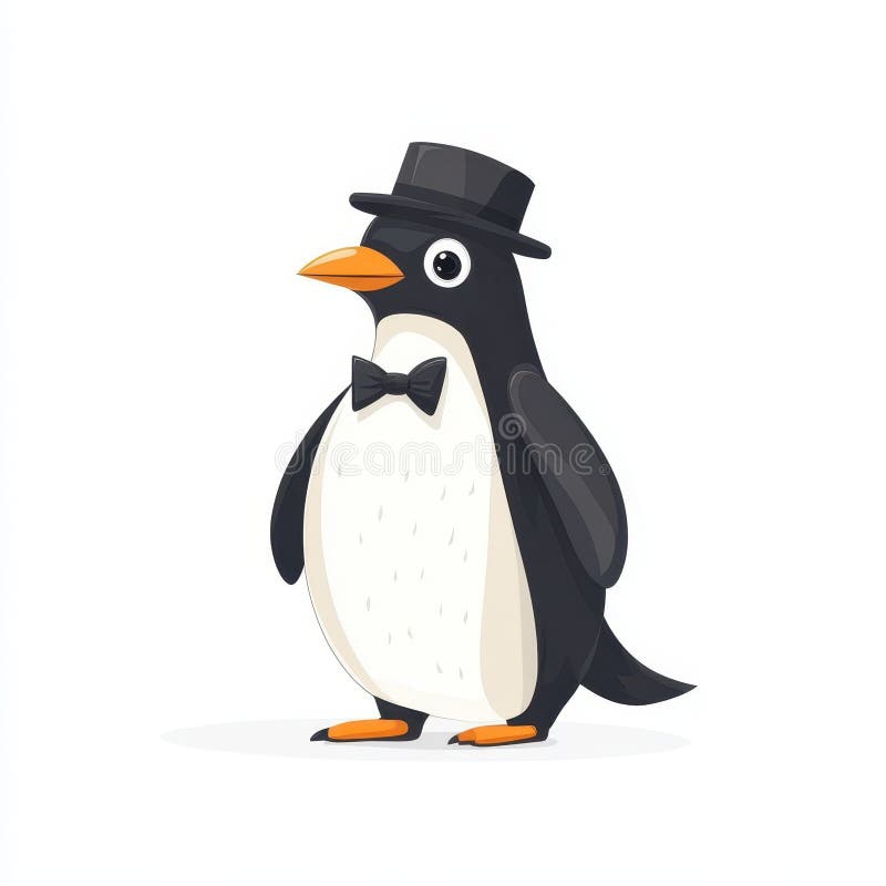 Dapper Penguin Top Hat und Bow Tie antarktischer Gentleman isoliert auf weißem Hintergrund lizenzfreie abbildung