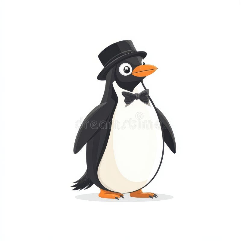 Dapper Penguin Top Hat und Bow Tie isoliert auf weißem Hintergrund lizenzfreie abbildung
