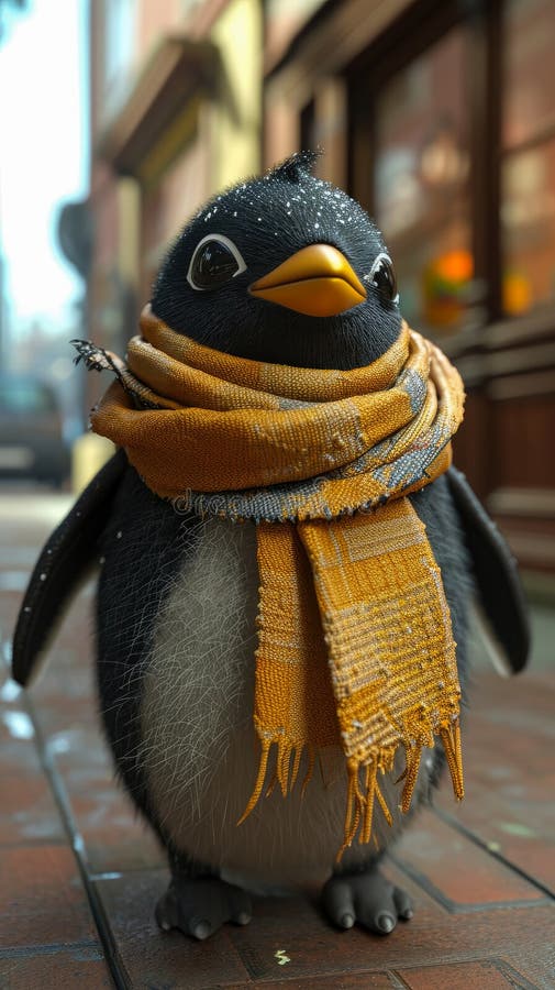 Dapper Pinguin schlängelt sich durch die Straßen in maßgeschneiderter Eleganz und verkörpert den Stil einer Straße lizenzfreie abbildung