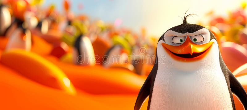 Dapper Pinguin in tuxedo sips trinken während beobachten elegante Ballsaal gefüllt mit Gästen vektor abbildung