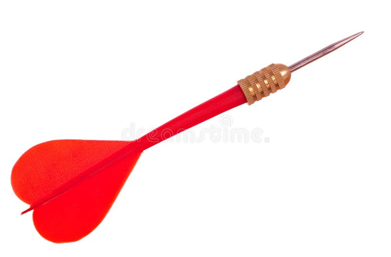 Bright red plastic dart, isolated over white. To hit that target. Bright red plastic dart, isolated over white. To hit that target...