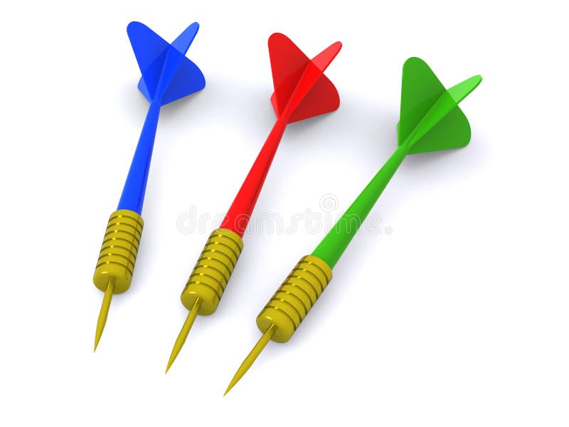 Colorful darts on a white background &#x28;3d render&#x29;. Colorful darts on a white background &#x28;3d render&#x29;