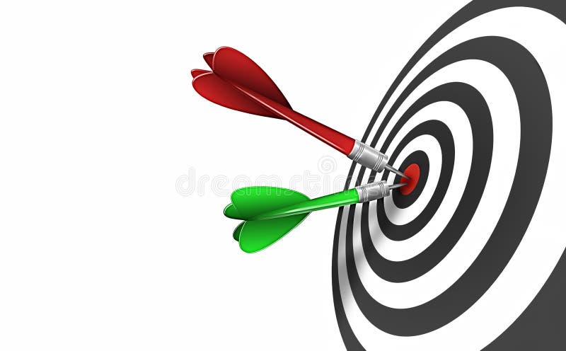 Shot of darts in bullseye on dartboard isolated on a white background. Shot of darts in bullseye on dartboard isolated on a white background