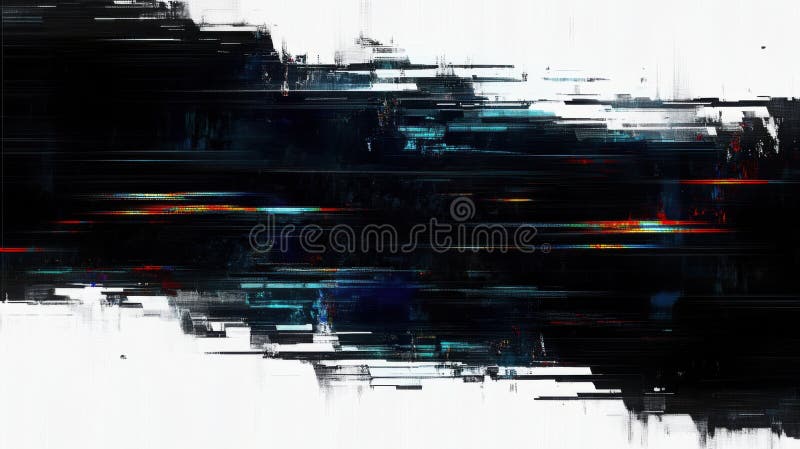 Dark abstract art with glitch effect. Digital decay screen. Pixel broken texture. Distorted and grunge background. Futuristic stock illustration