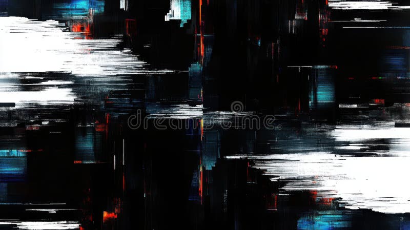 Dark abstract art with glitch effect. Digital decay screen. Pixel broken texture. Distorted grunge background. Futuristic royalty free illustration