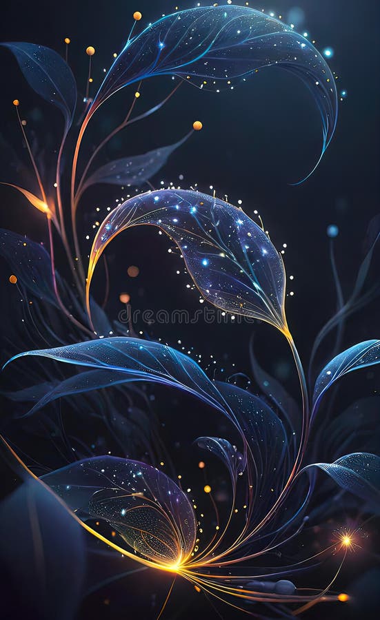 Fond abstract închis cu tipare vegetale. element de proiectare cerc linii punctate strălucitoare. model punct modern. concept de tehnologie futuristă. decorarea cu ilustrații vectoriale pentru coperta afișului de tapet de tip desktop. tipărire pe cămăși de haine. ilustrare creativă pentru design