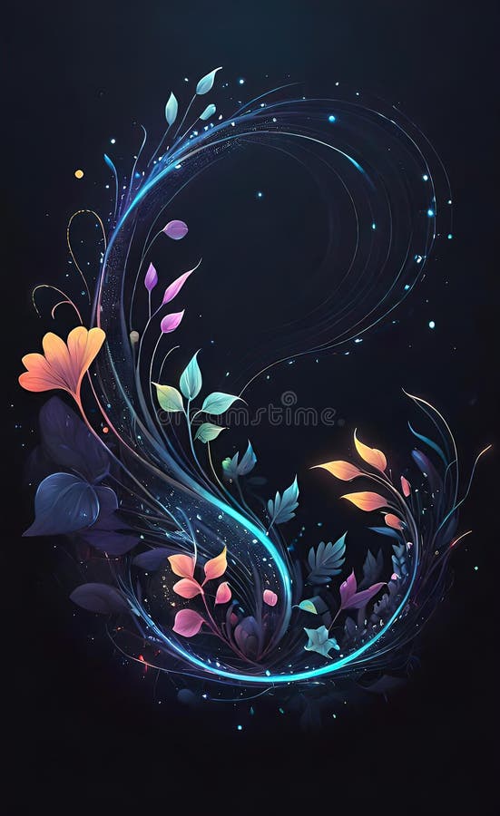 Fond abstract închis cu tipare vegetale. element de proiectare cerc linii punctate strălucitoare. model punct modern vector illustration