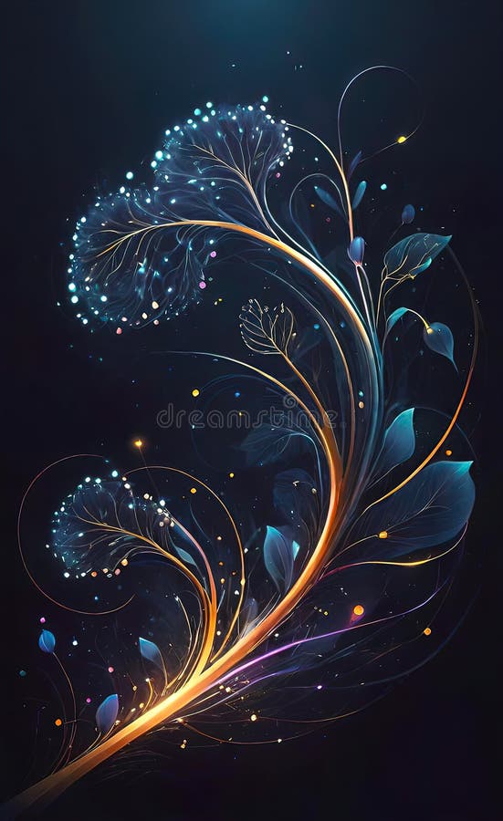 Fond abstract închis cu tipare vegetale. element de proiectare cerc linii punctate strălucitoare. model punct modern vector illustration