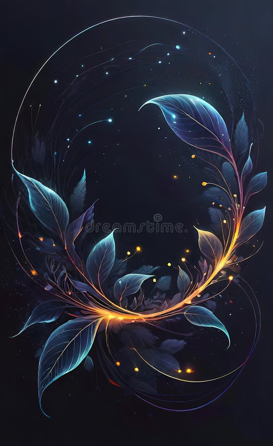 Fond abstract închis cu tipare vegetale. element de proiectare cerc linii punctate strălucitoare. model punct modern vector illustration