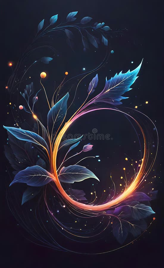 Fond abstract închis cu tipare vegetale. element de proiectare cerc linii punctate strălucitoare. model punct modern royalty free illustration