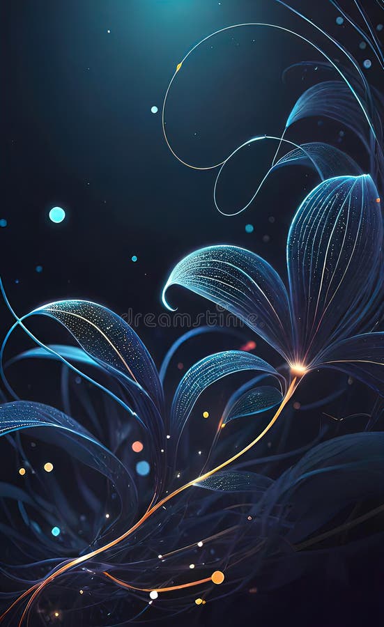 Fond abstract închis cu tipare vegetale. element de proiectare cerc linii punctate strălucitoare. model punct modern stock illustration