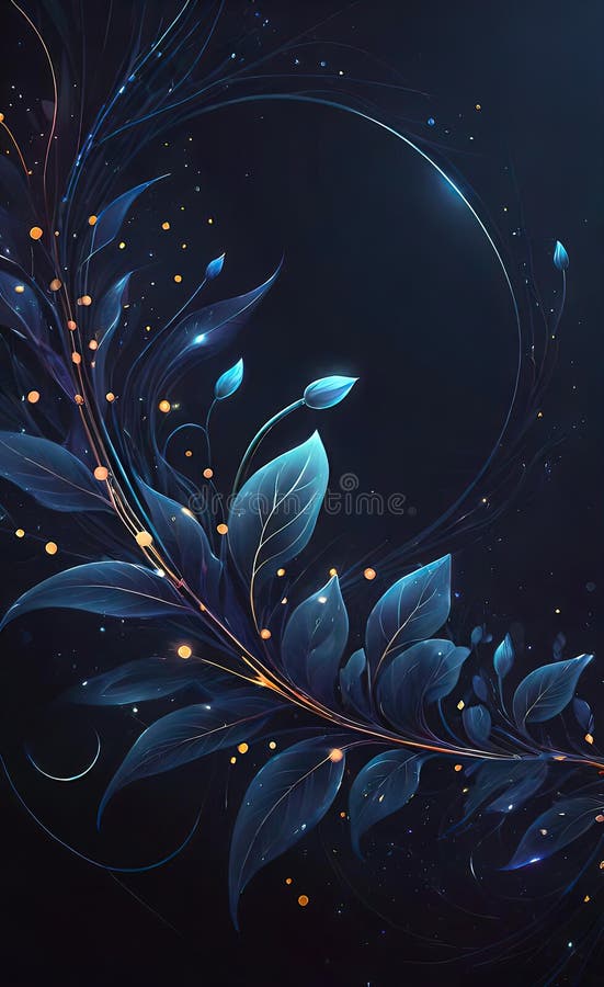 Fond abstract închis cu tipare vegetale. element de proiectare cerc linii punctate strălucitoare. model punct modern vector illustration