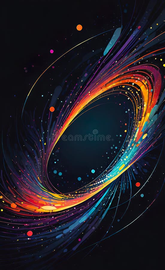 Fond abstract închis cu particule fine. element de proiectare cerc linii punctate strălucitoare. model punct modern stock illustration