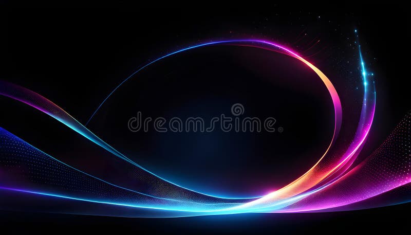 Fond abstract închis cu particule fine. element de proiectare cerc linii punctate strălucitoare. model punct modern stock illustration
