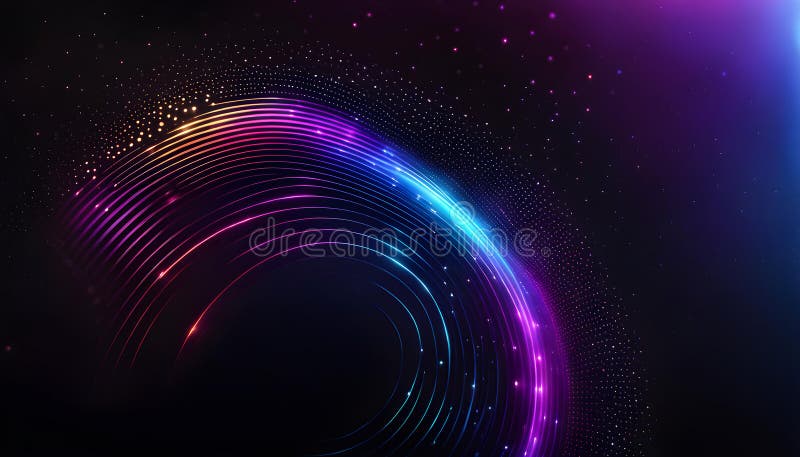 Fond abstract închis cu particule fine. element de proiectare cerc linii punctate strălucitoare. model punct modern vector illustration