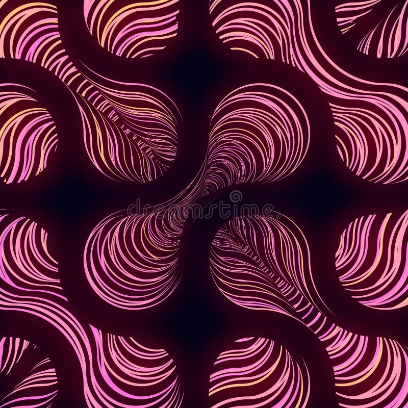 Dark abstract form with colorful luminous lines inside. 3d rendering royalty free illustration