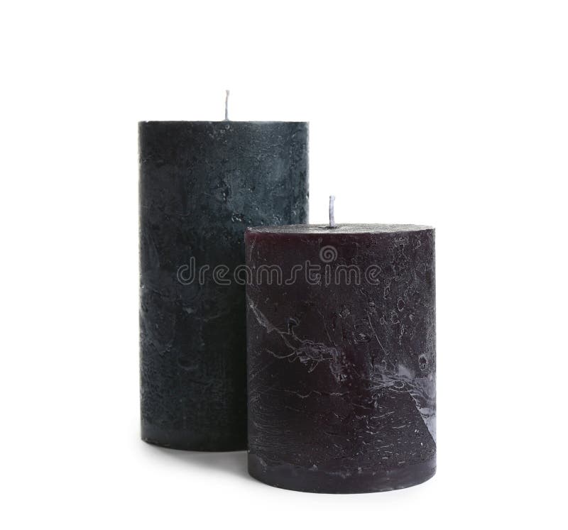 Dark Aromatic Decorative Candles on White Stock Image Image of