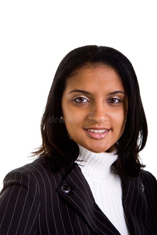 Dark Beauty in Grey Striped Suit