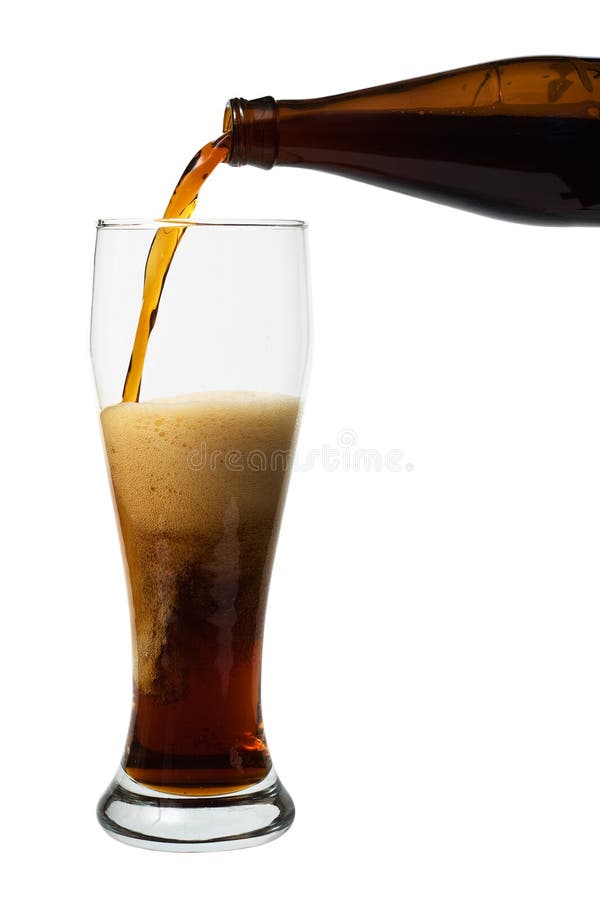 Dark beer pouring into a glass