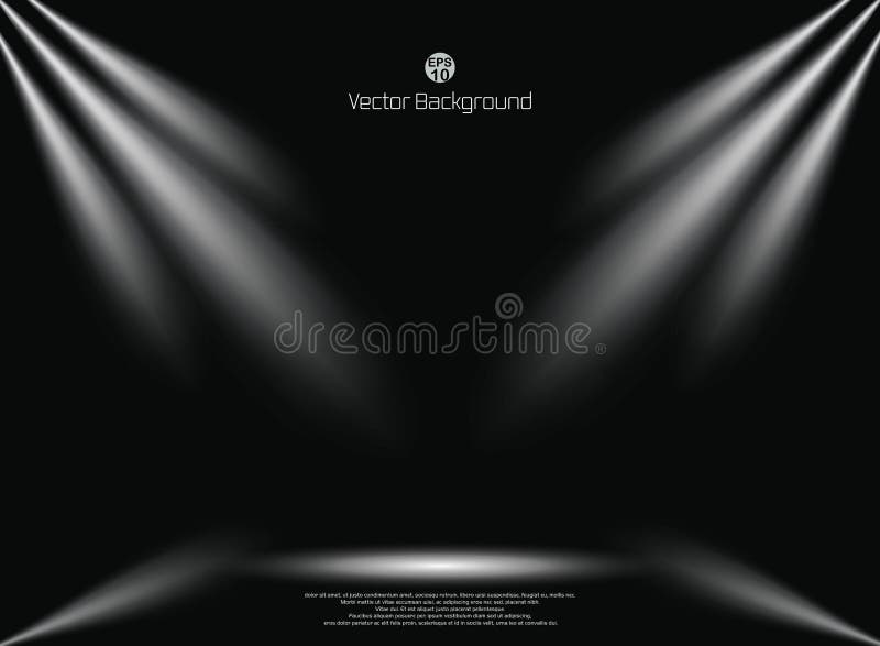 Dark black background with lighting spotlight business backdrop, mock up template for product display and copy space in studio royalty free illustration