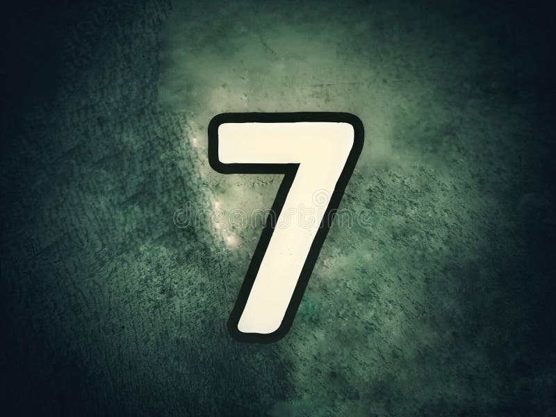 Dark black and green color wall the number seven 7 in white color font