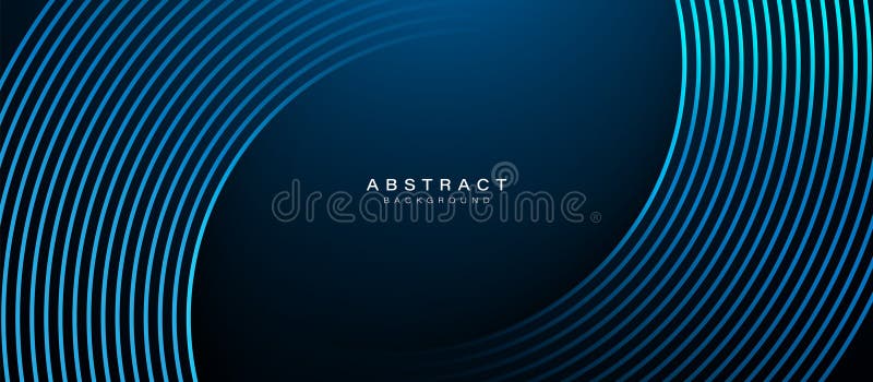 Dark blue abstract background with glowing circle curve geometric lines. Modern shiny blue lines pattern. Futuristic technology royalty free illustration