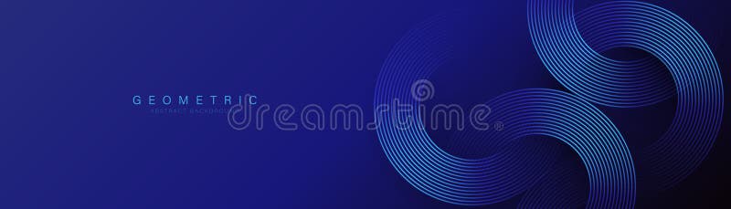 Dark blue abstract background with glowing hexagon circle geometric lines. Modern shiny blue lines pattern. Futuristic technology stock illustration