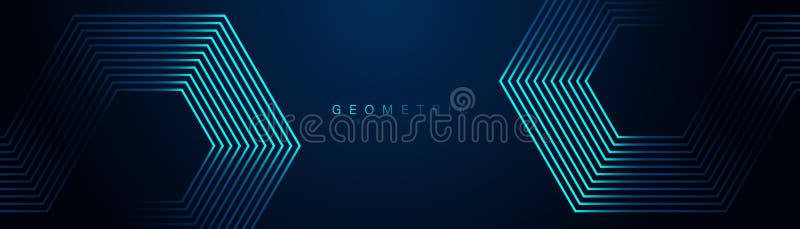 Dark blue abstract background with glowing hexagon geometric lines. Modern shiny blue lines pattern. Futuristic technology concept vector illustration