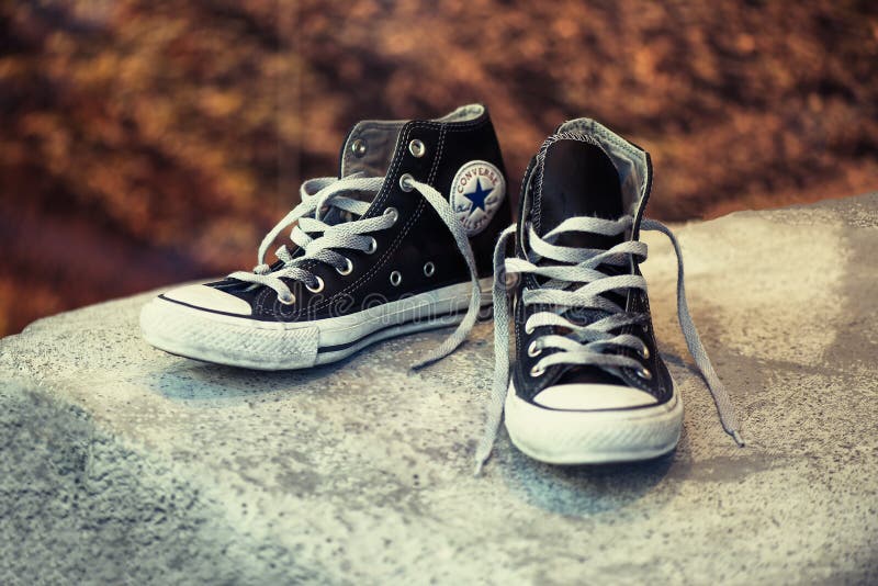 Dark Blue All-Star Shoes in a Shop Window Editorial Stock Image - Image ...