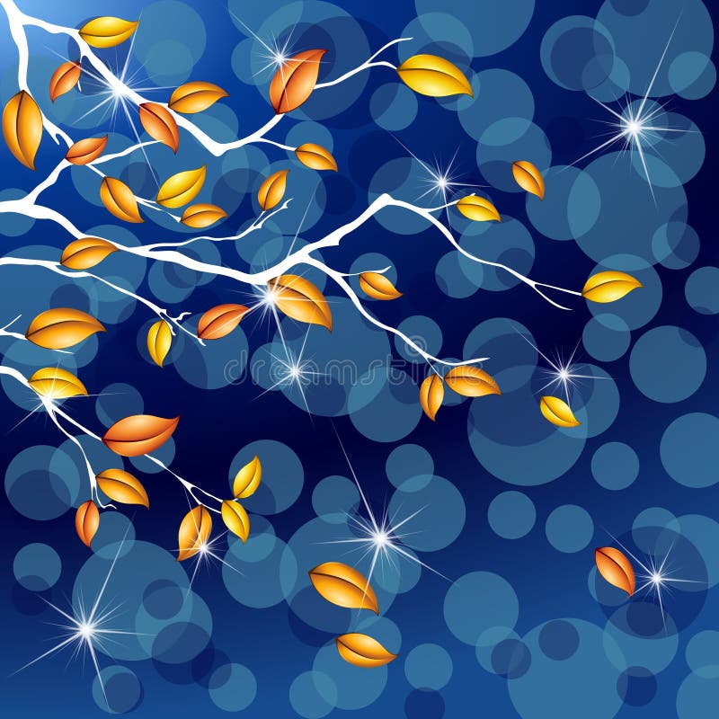 Dark blue autumn background with transparencies