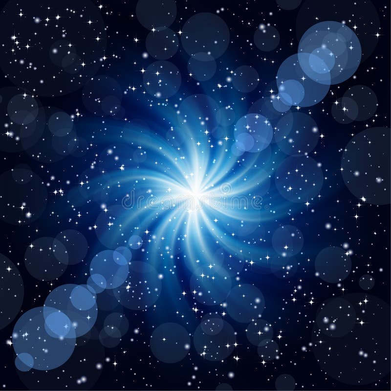 Dark blue background with big twirl Star.