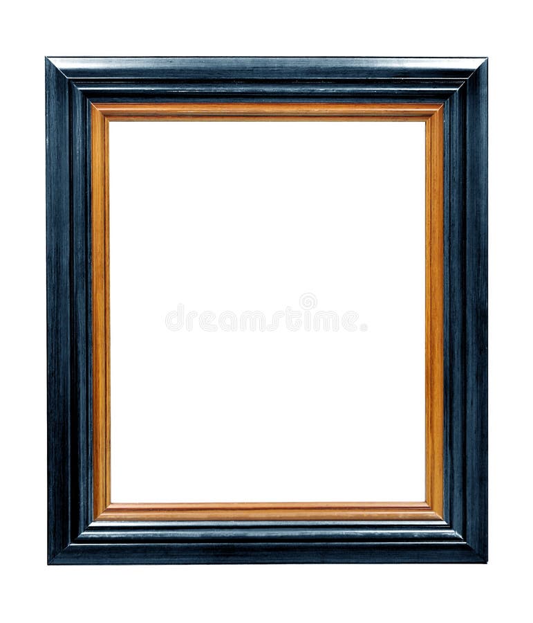 Dark blue and brown wooden frame isolated on white